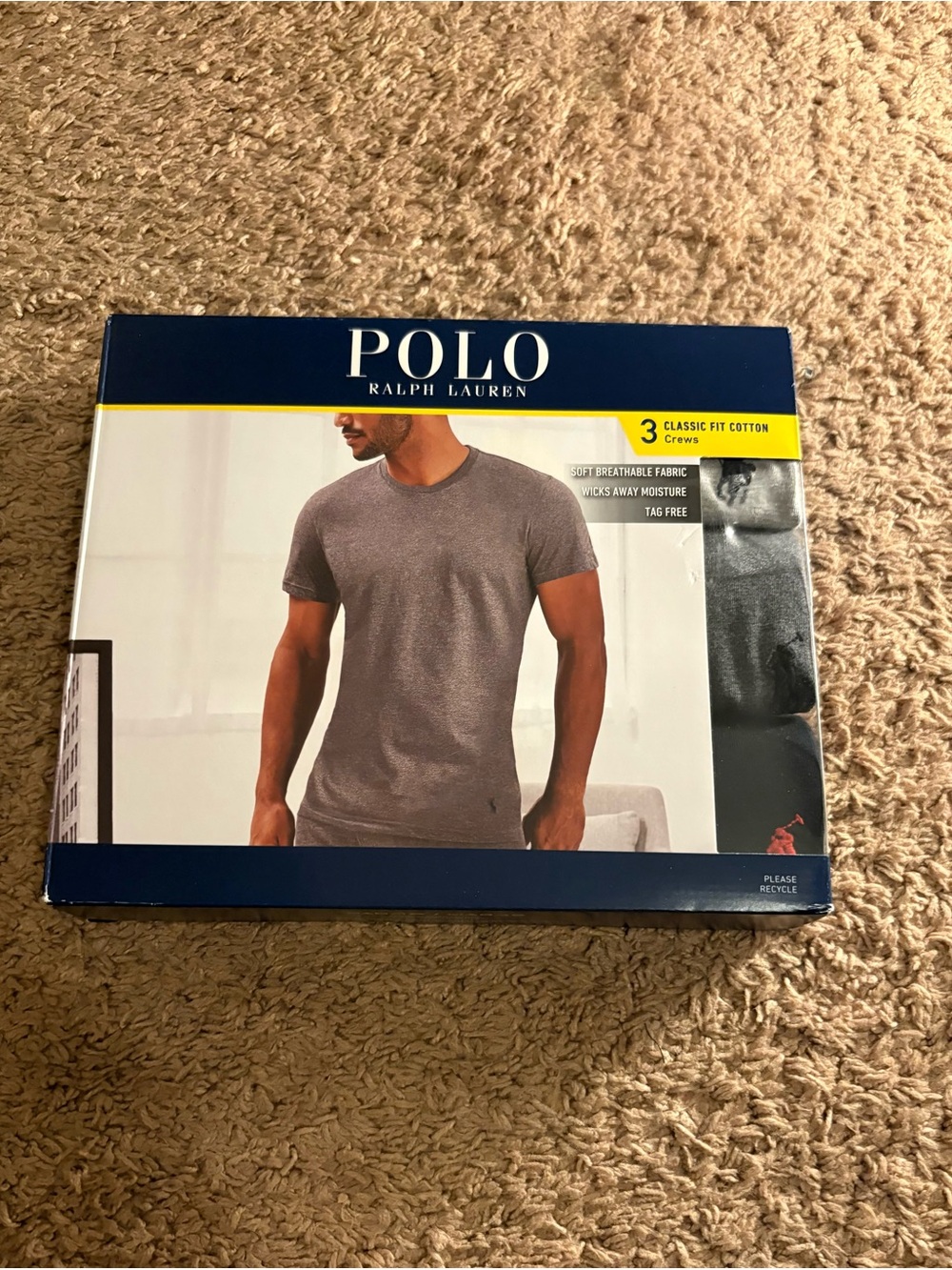 Polo by Ralph Lauren Men’s Gray Crew Neck Short Sleeve Tee - 3 Pack